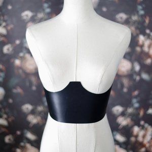 Bustier Corset Belt in Satin Black Leather
